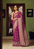 Monjolika Fashion Purple Georgette With Weaving Buta Border Pallu Classic Saree - Distacart