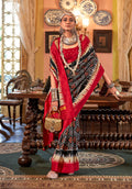 Monjolika Fashion Black & Red Patola Design Zari Work Traditional Silk Blend Saree - Distacart