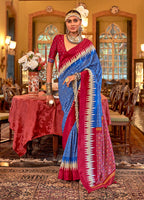 Monjolika Fashion Royal Blue & Rani Pink Patola Design Zari Work Traditional Silk Blend Saree - Distacart