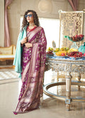 Monjolika Fashion Georgette Classic Saree with Fancy Work for Ceremonial in Purple - Distacart