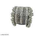 Tehzeeb Creations Women Silver Colour Oxidised Bangle With Ghungroo Style T - Distacart