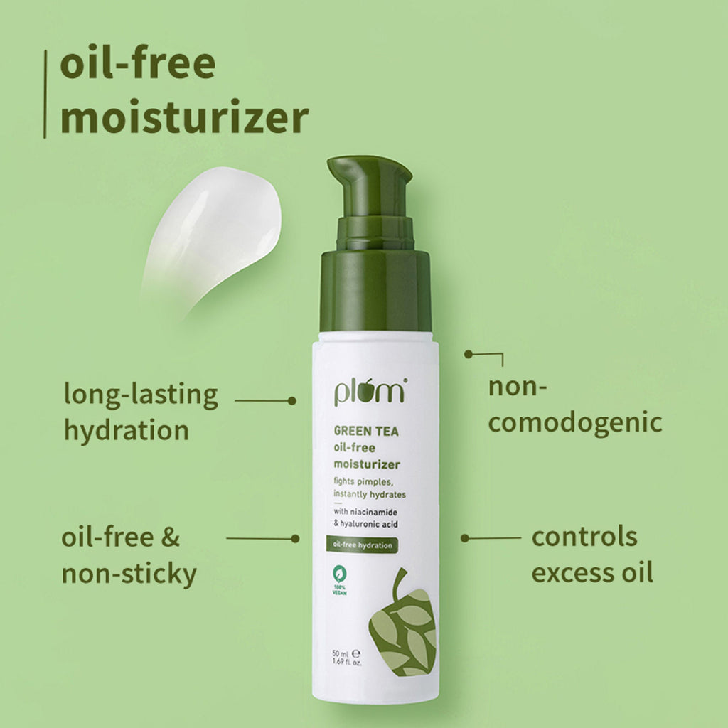 Plum Green Tea Face Wash, Serum And Moisturizer Trio With SPF 50 PA+++ For Acne Prone & Oily Skin