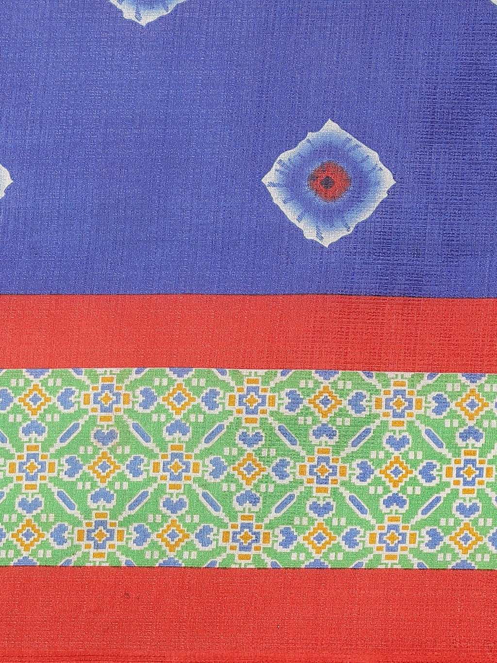 Saree Mall Blue & Off-White Dyed Effect Saree - Distacart