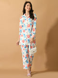 Myshka Women's White Printed Shirt With Trousers