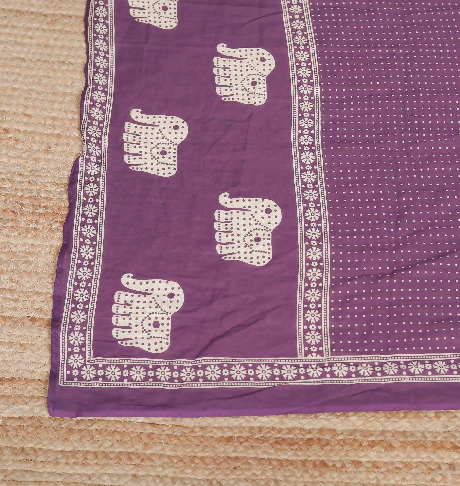 Miravan Womens Purple Cotton Animal Print Kurta With Palazzo And Dupatta - Distacart