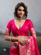 Shree Shyam Fashion Pink Silk Blend Saree - Distacart