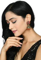 Mominos Fashion Joharkamal Kundan work Jhumka with Red Beads - Distacart