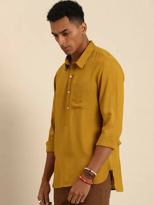 Mustard Men Rayon Boxy Opaque Casual Shirt - Mahotsav