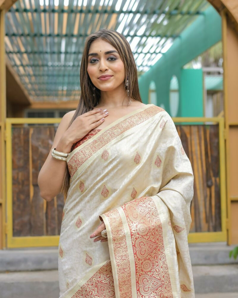 Vamsee Madhavi White Soft Silk Saree