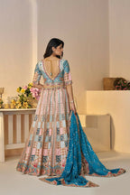 Kesar Fab Sky-Blue Silk Embroidered Lehenga