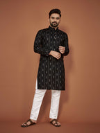 Anaita Black Embroidered Cotton Straight Kurta