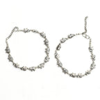 Mominos Fashion Kamal Johar Oxidised Elephant Design Silver Anklets