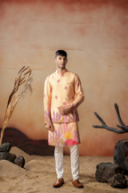 Coral Sunset Nehru Jacket Set by Hilo Design