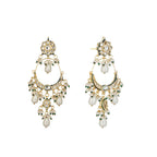 Nuyug 22K Gold Plated Crescent Kundan Drop Pearl Chandbali Earrings - Distacart