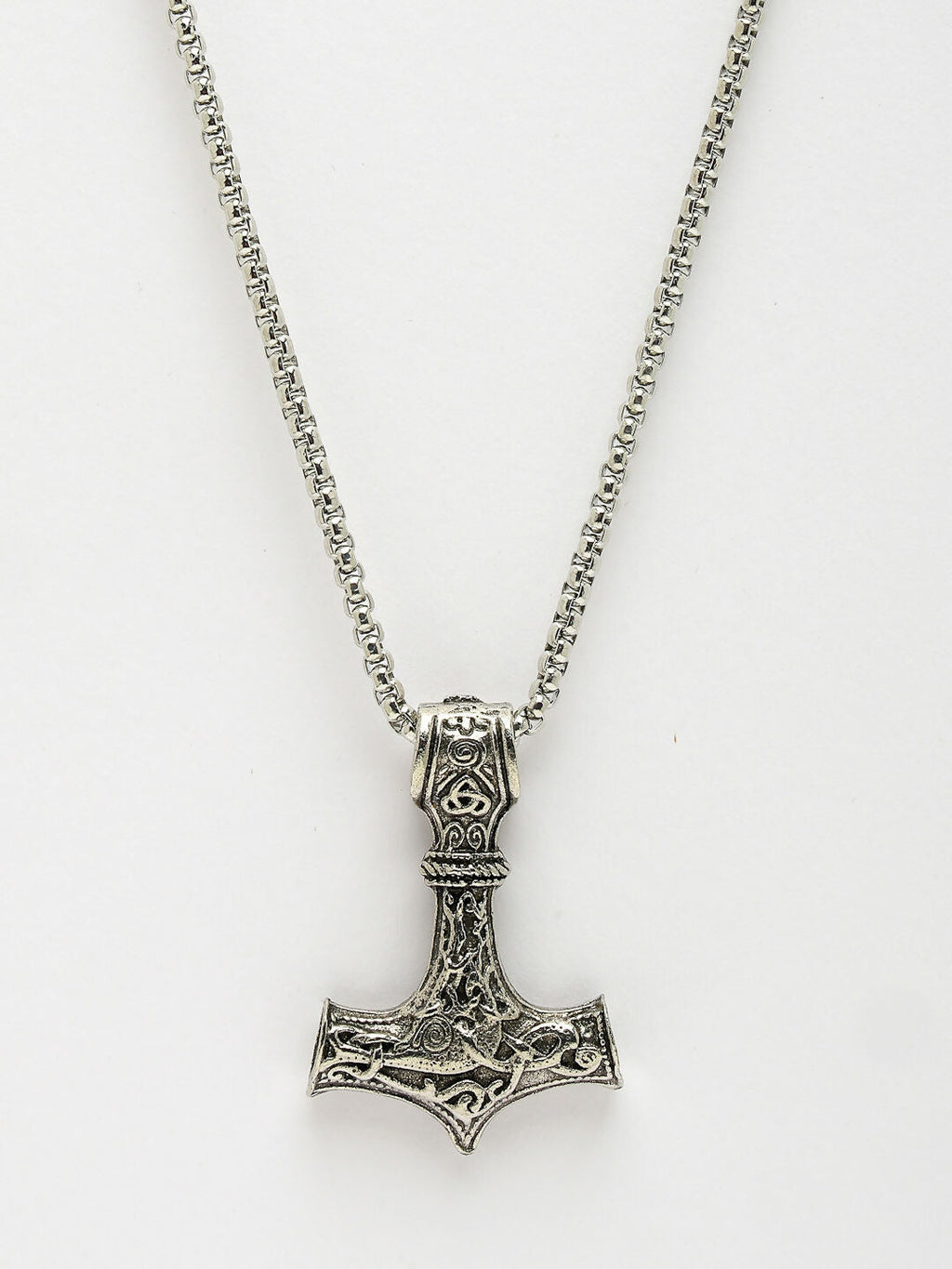 NVR Men's Silver-Plated Stainless Steel Pendant with Chain