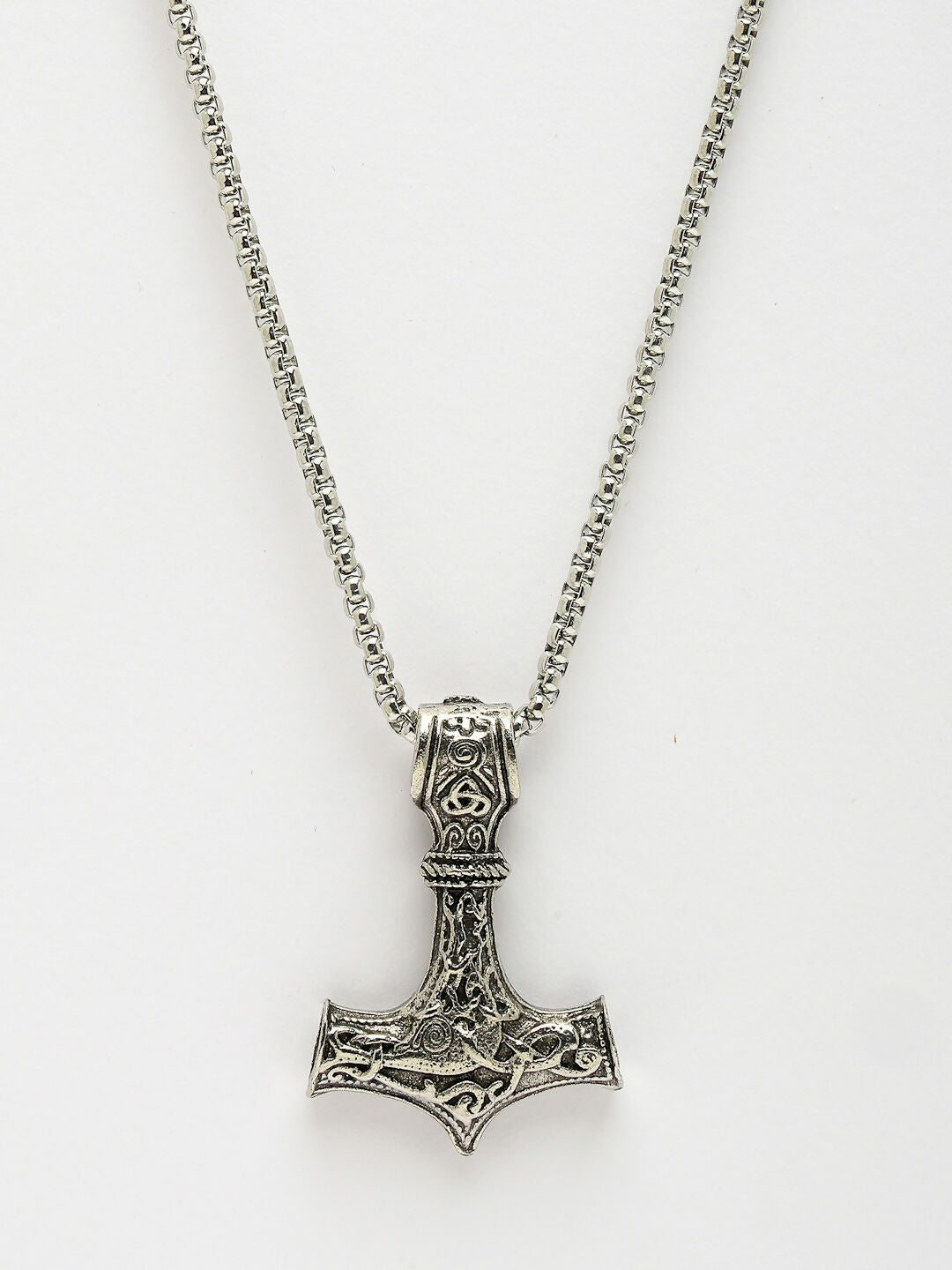 NVR Men's Silver-Plated Stainless Steel Pendant with Chain