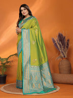 Joban Fashion Banarasi Light Green Small Butti Soft Silk Saree - Distacart