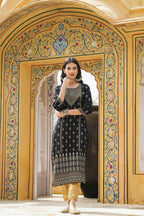 Juniper Black Rayon Festive Printed Straight Kurta For Women - Distacart