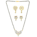 AanyaCentric Gold-Polished Mangalsutra with Pendant, 2 Pair Earrings