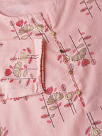 Yufta Pink and golden printed kurta with palazzo