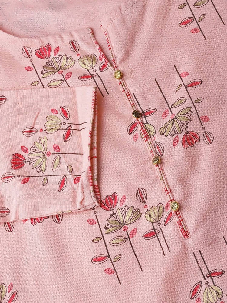 Yufta Pink and golden printed kurta with palazzo