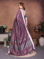 Anaita Purple Weaving Linen Cotton Saree With Blouse - Distacart