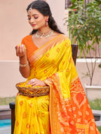 Shree Shyam Fashion Yellow Pochampally Silk Saree - Distacart