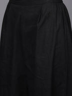 Ahalyaa Women Black Floral Printed Pure Cotton Kurta with Palazzos - Distacart