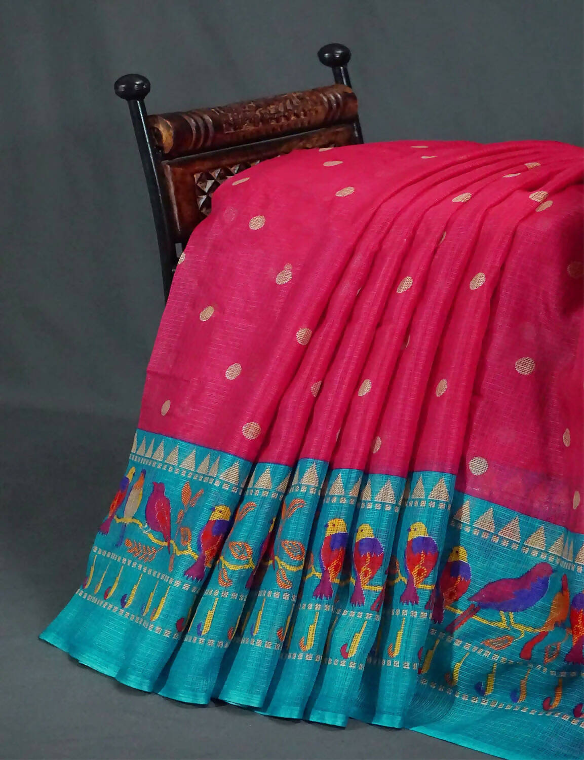 Rani Pink Colored with Buttes Semi Silk Kota Saree By Gayathri Reddy Designer Studio