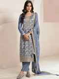 Anaita Blue Viscose Muslin Stitched Suit with Sequence & Zari Work - Distacart