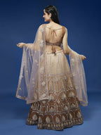 House of Panchhi Rust Net Gotapatti Work Lehenga & Blouse with Dupatta