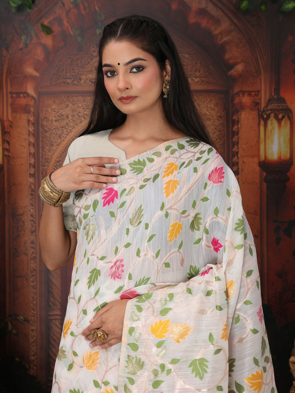 Shree Shyam Fashion Linen Cotton Yellow Saree - Distacart