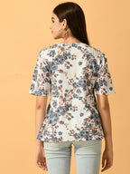 Myshka Women's White Printed Party Top