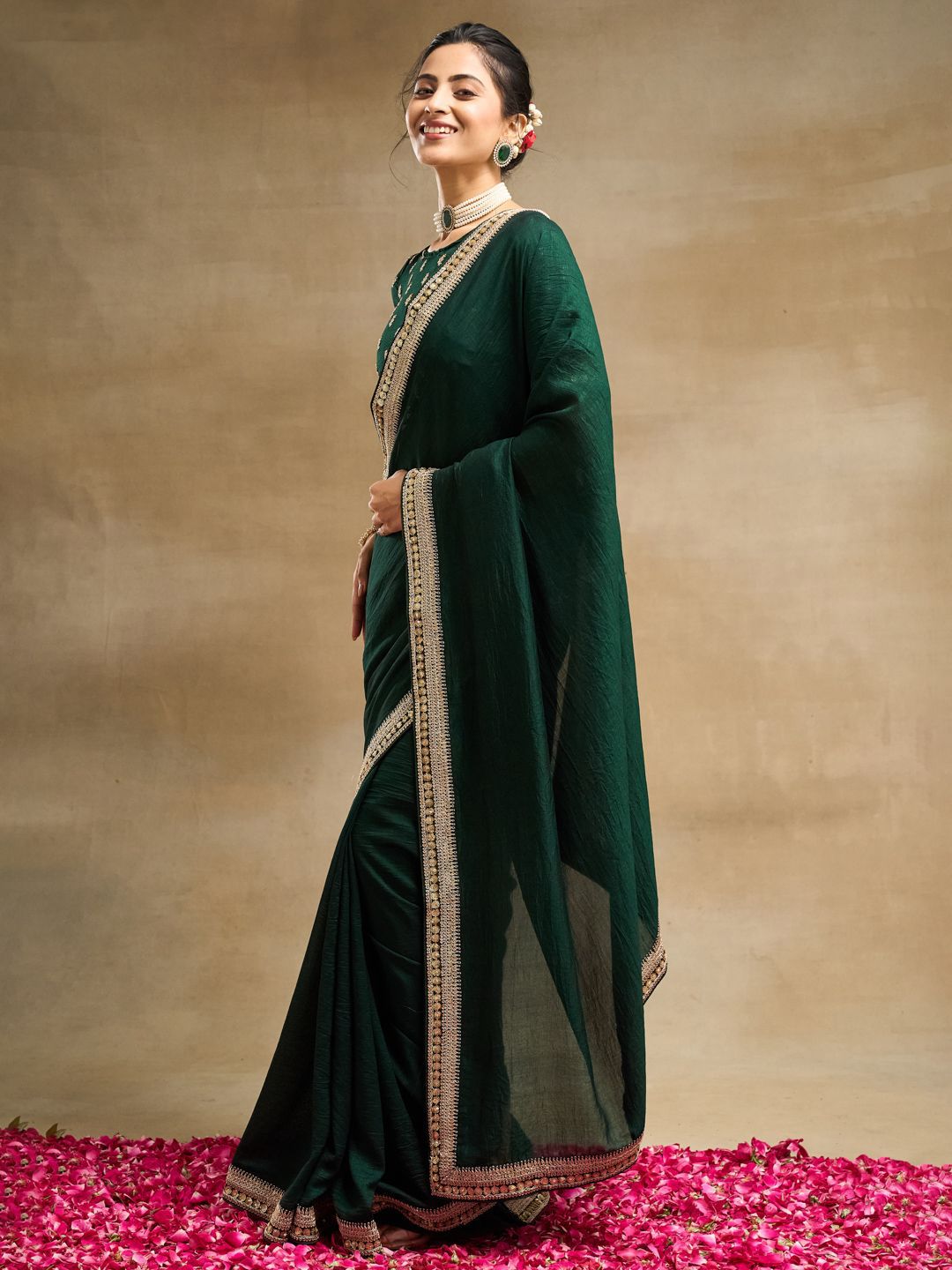 kasee Solid Embroidered Pure Silk Saree - Distacart
