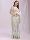 Shree Shyam Fashion Organza Sky Blue Saree - Distacart