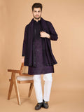 Vastranavya Purple Exclusive Festival Wear Viscose Silk Thread with Sequence Embroidered Work Kurta with Dupatta
