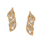 Boat Shaped Earrings with Diamond in Gold (Gold) - Ruby Raang - Distacart