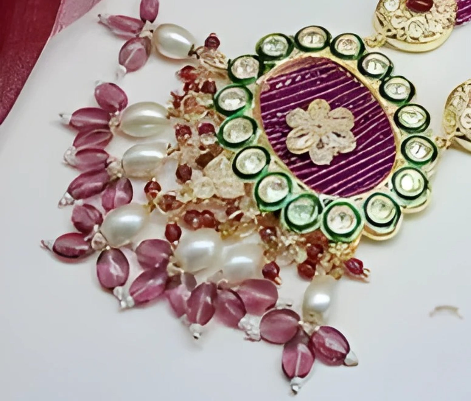 Jewel City Emerald Green Kundan Crystal Maharani Har Long Set - Luxurious Traditional Indian Jewelry