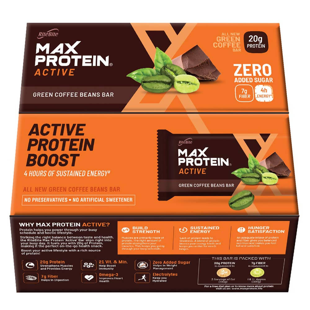 RiteBite Max Protein Active Green Coffee Beans Bar - Distacart