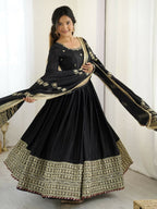 Teeya Creation Black Chinon Silk Gown - Distacart