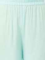 Joban Fashion Blue Rayon and Embroidered Work Straight Kurta Bottom Set