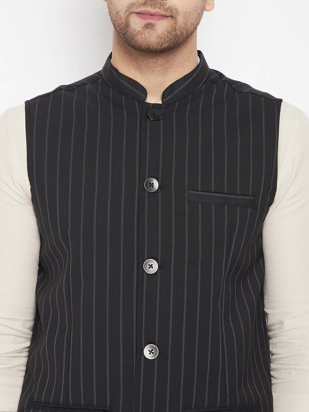 Even Apparels Black Merino Men Woven Nehru Jacket - Distacart