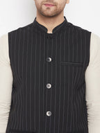 Even Apparels Black Merino Men Woven Nehru Jacket - Distacart