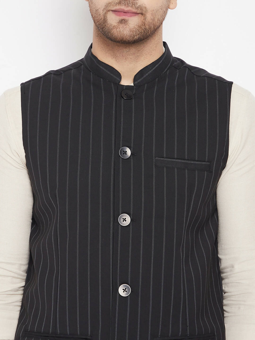 Even Apparels Black Merino Men Woven Nehru Jacket - Distacart
