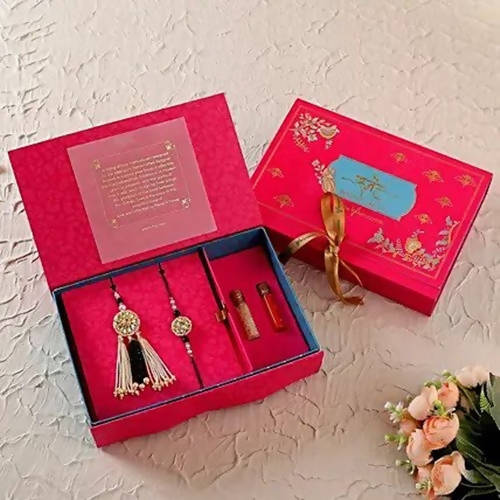 Jewel Design Lumba Rakhi Set & Fruit N Nut Chocolates Online
