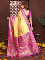 Aastha Fashion Yellow Tissue Silk Weaving Saree - Distacart