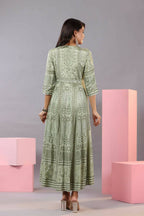 Juniper Women Olive Green Shantoon Floral Printed Maxi Dress - Distacart