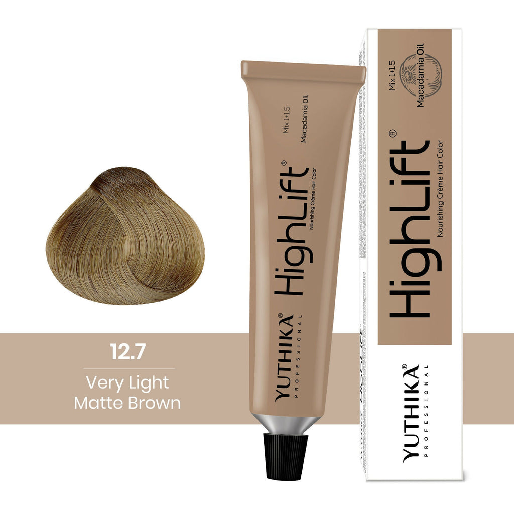 Yuthika Professional High lift Creme Hair Colour 12.7 Very Light Matte Brown - Distacart