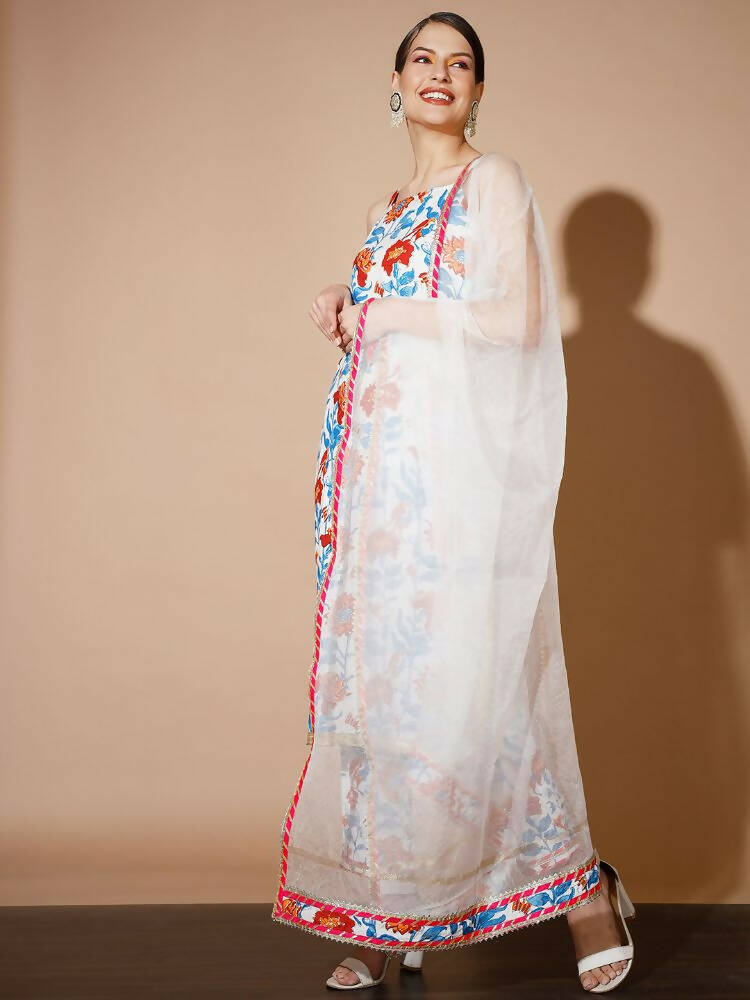 Myshka Women Multi Printed Kurta & Trousers With Dupatta - Distacart