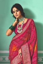 Joban Fashion Vicitra Silk Pink Soft Fabric With Digital Print Saree